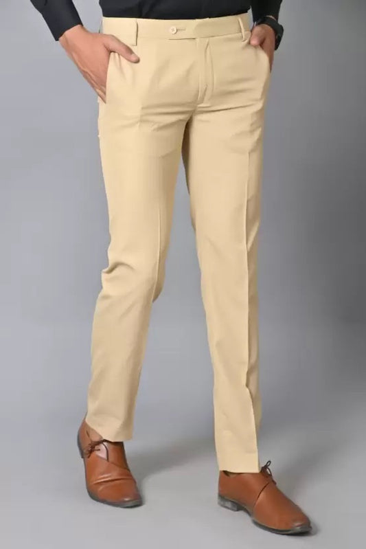Cream regular formal trouser