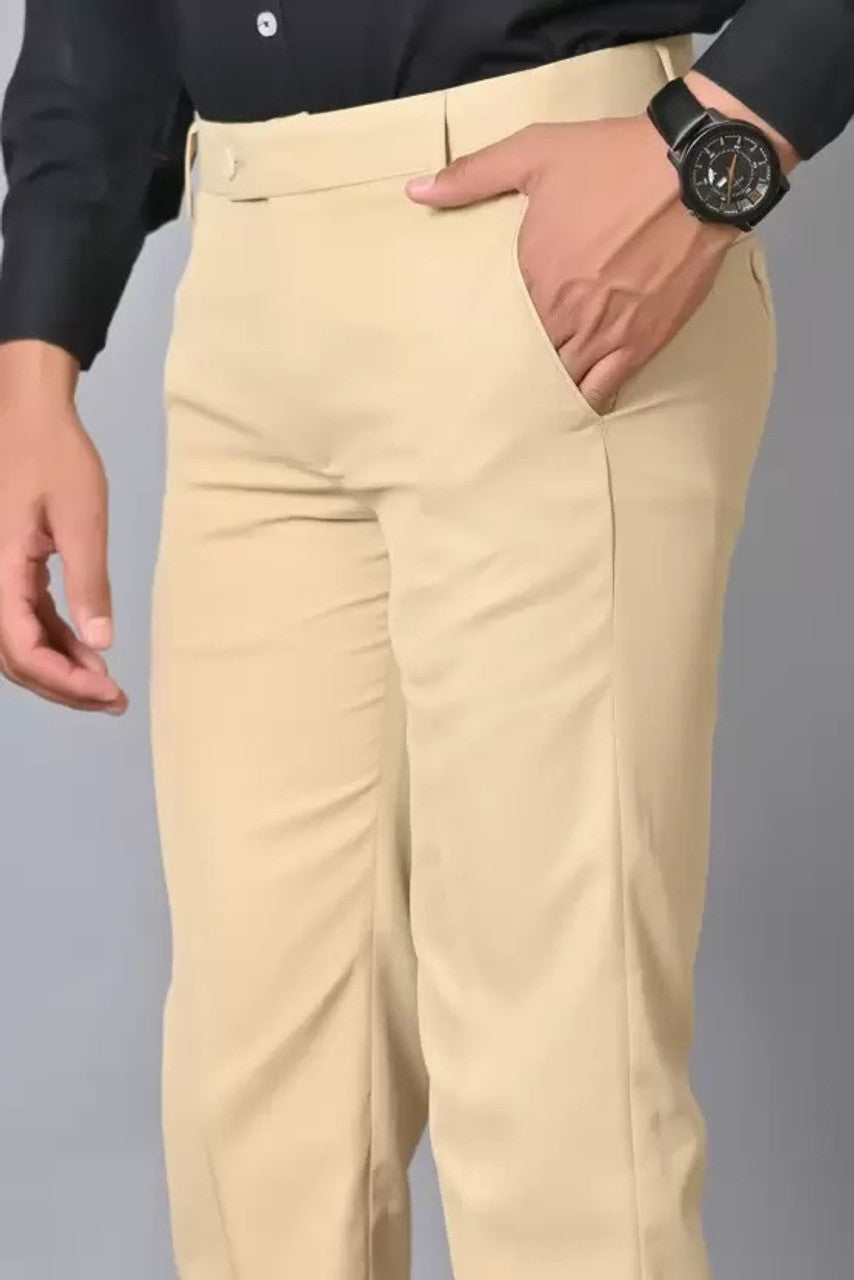 Cream regular formal trouser