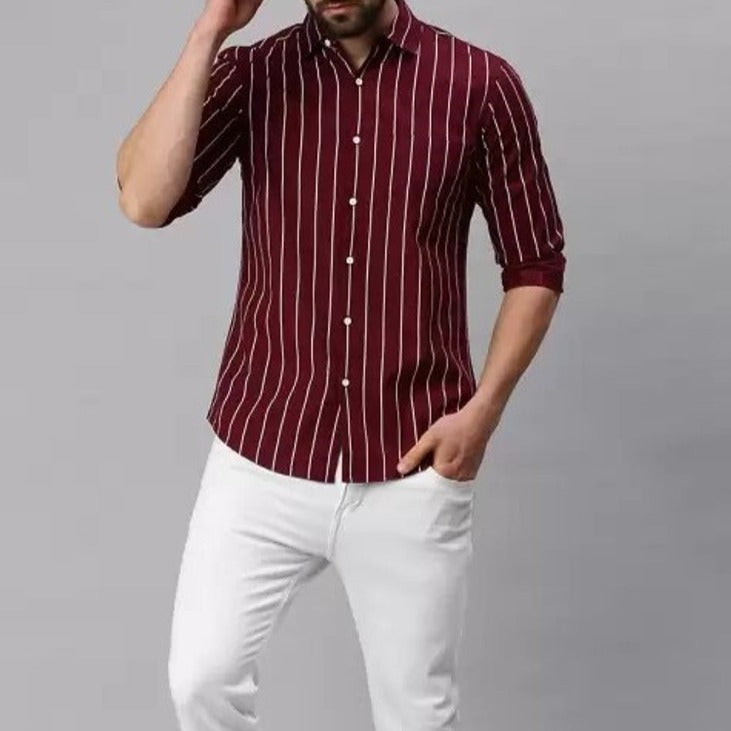 Red casual stripped shirt