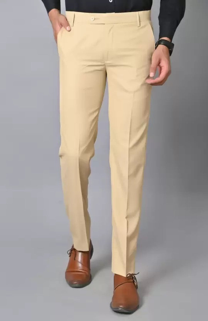 Cream regular formal trouser