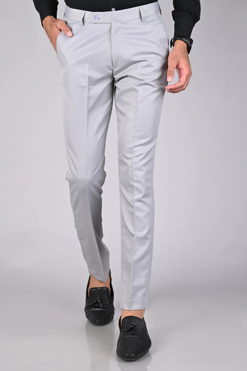 Grey solid formal trouser