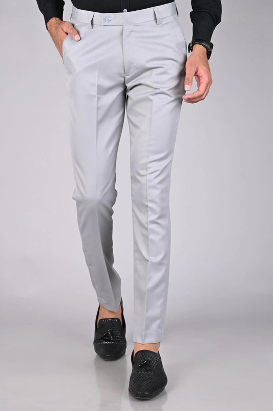 Grey solid formal trouser