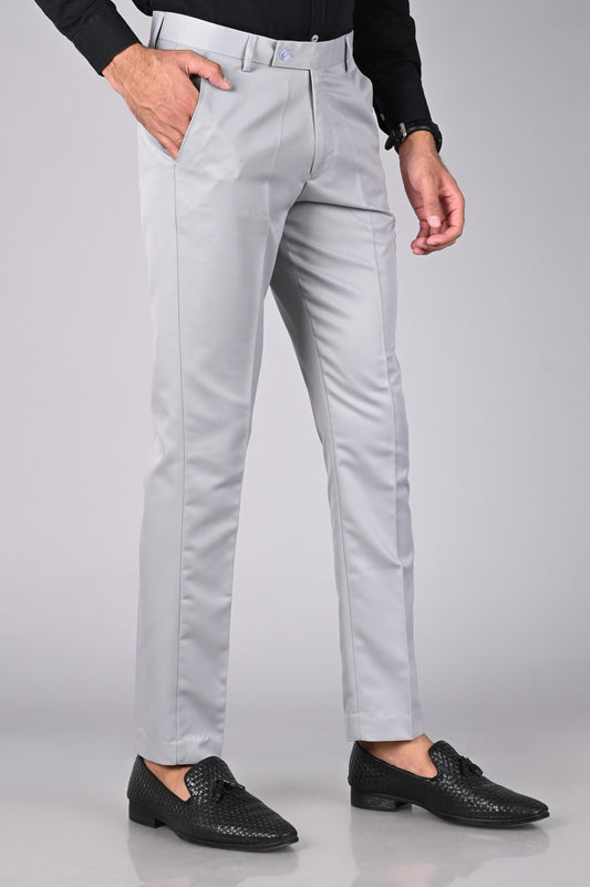 Grey solid formal trouser