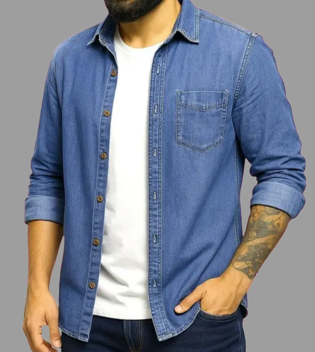 Blue denim shirt