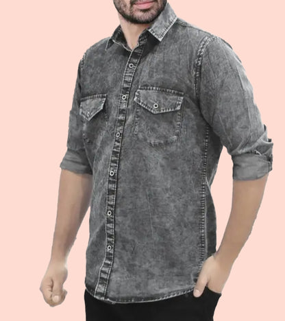 Grey cotton cargo shirt