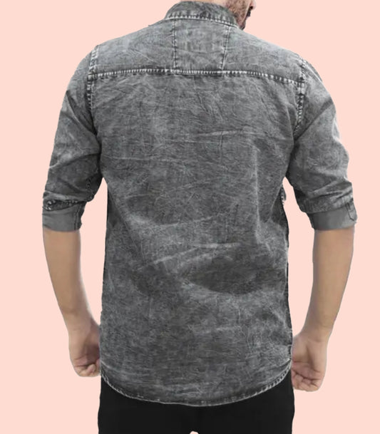 Grey cotton cargo shirt