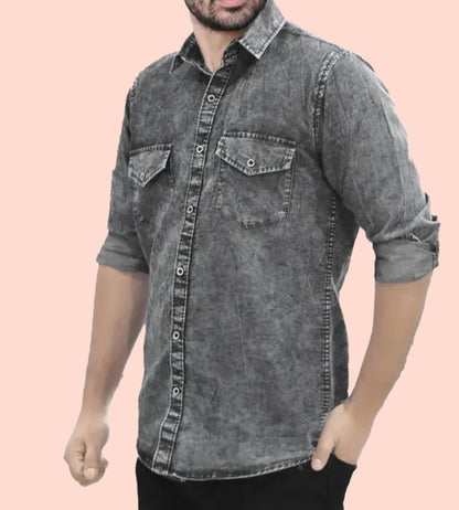 Grey cotton cargo shirt