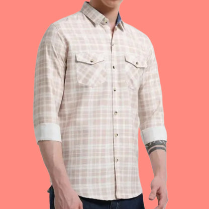 Beige checked shirt