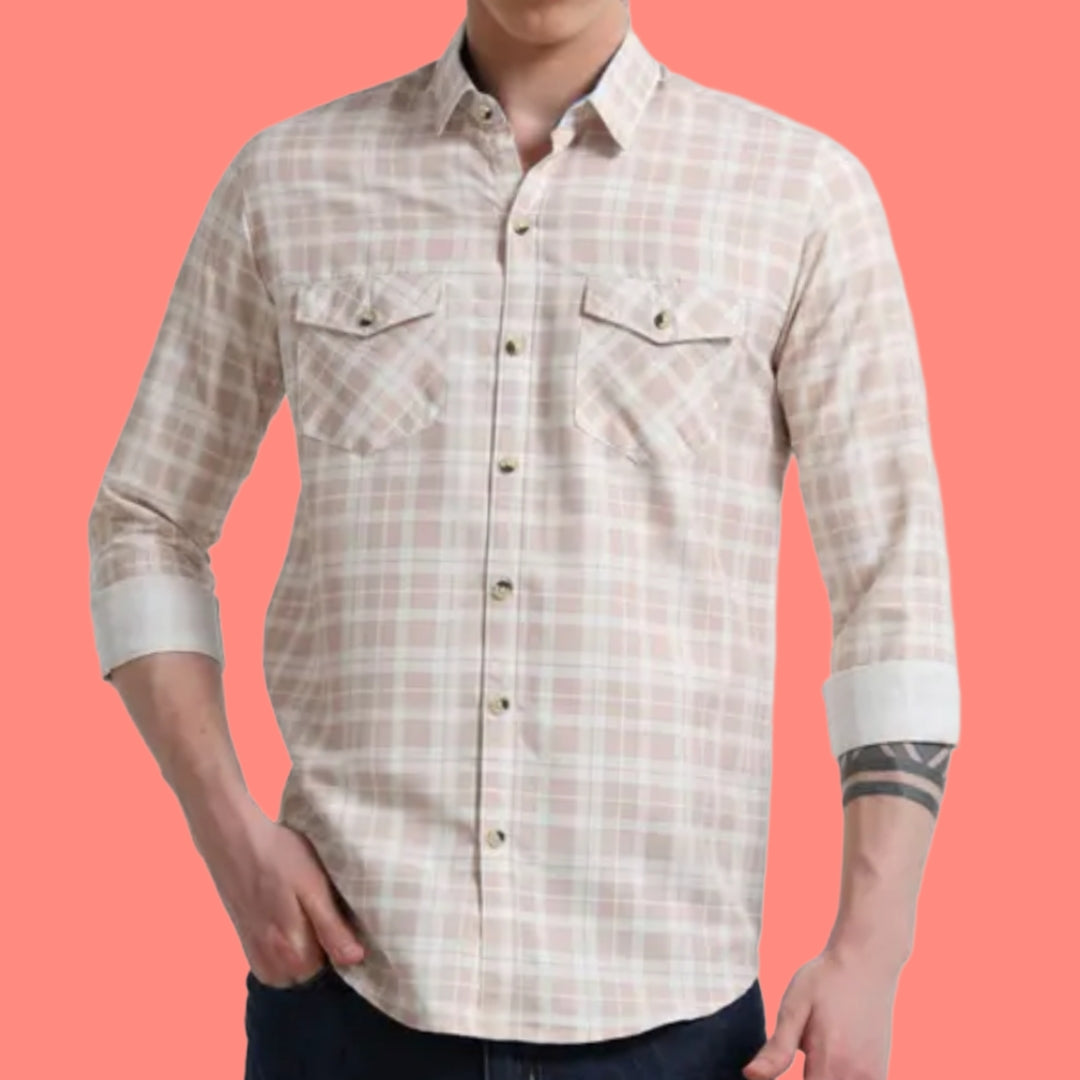 Beige checked shirt