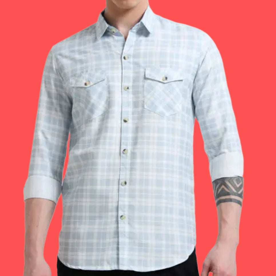 Blue checked shirt