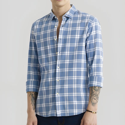 Blue checked shirt