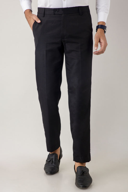Black solid formal trouser