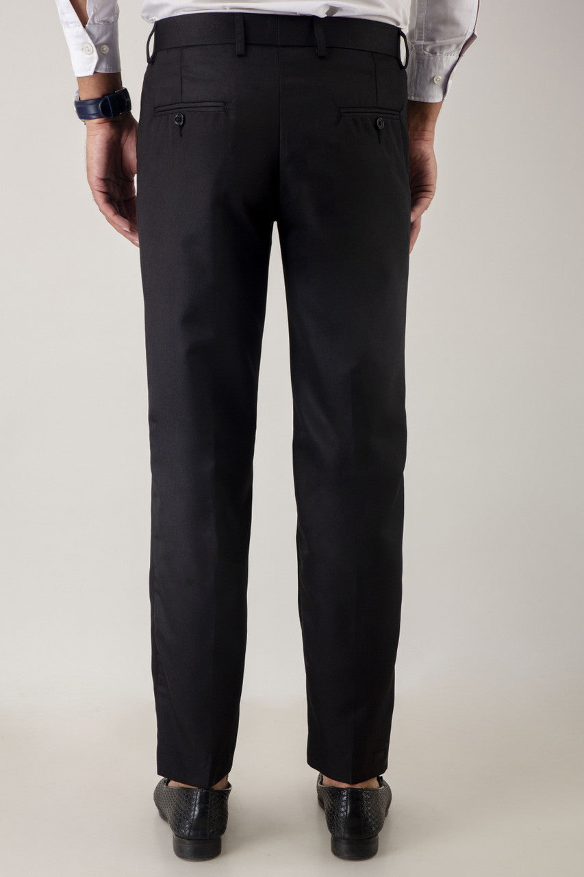 Black solid formal trouser