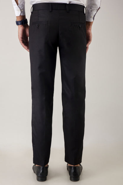 Black solid formal trouser