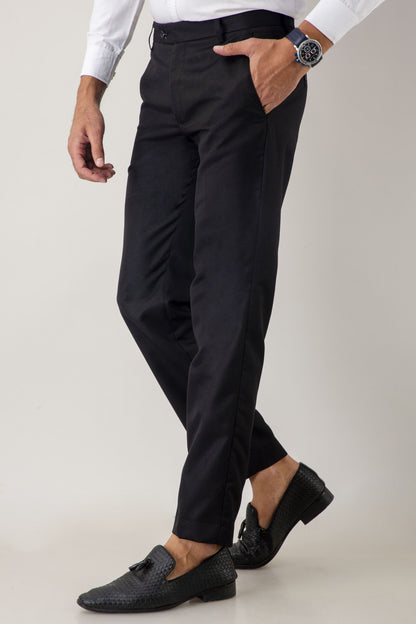 Black solid formal trouser