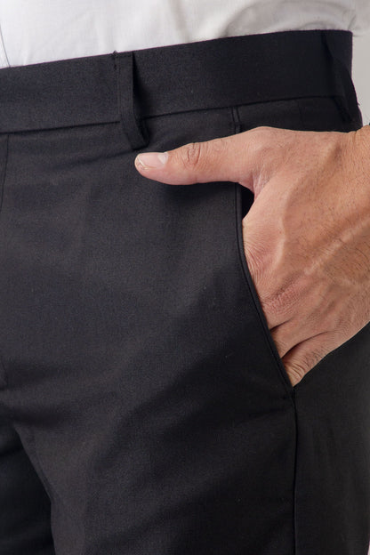 Black solid formal trouser