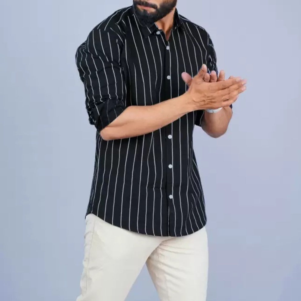 Black casual stripped shirt