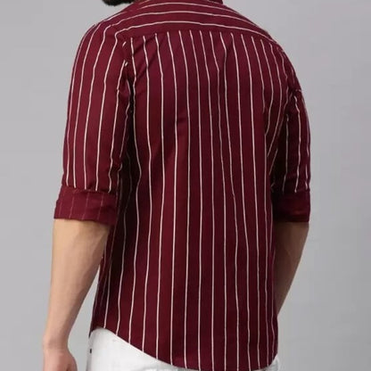 Red casual stripped shirt