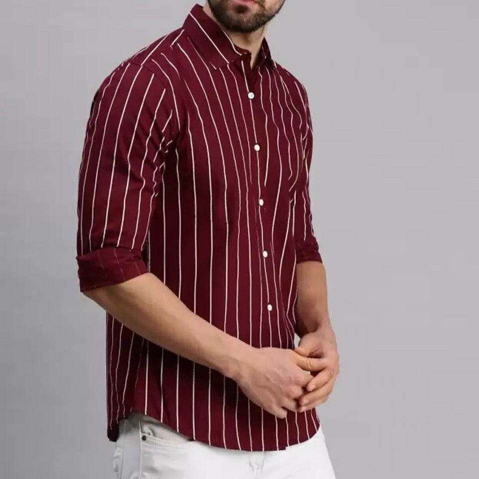 Red casual stripped shirt